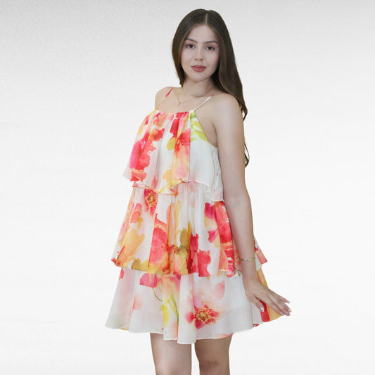 VESTIDO CORTO CON VOLANTES